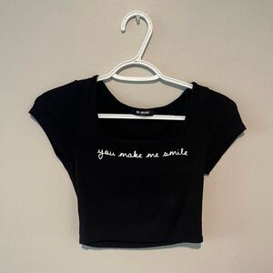 Black Graphic Crop Top